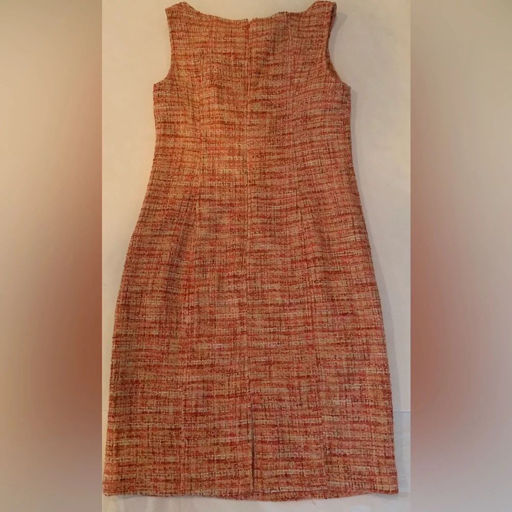 Talbots Pink Orange Red Tweed Sheath Dress Sleeveless Women’s Size 8 NWT - Picture 10 of 10